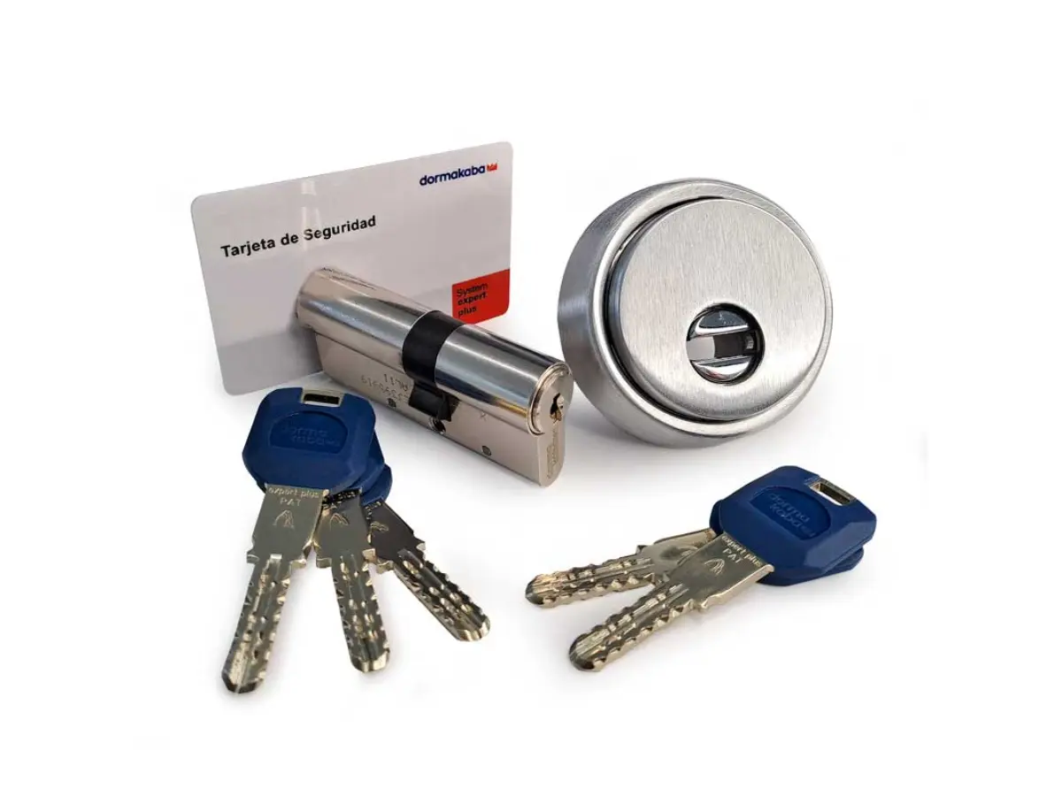 Kit de seguridad Kaba Expert Plus con escudo Disec y tarjeta de propiedad